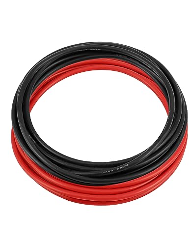 QWORK® 12AWG 3,3 mm² Silikon Elektronik Kabel - 2,5M Schwarz und 2,5M Rot 12 Gauge 680 Litzen verzinnten Kupferadern - Flexibel, Weich, Niedrige Impedanz von QWORK