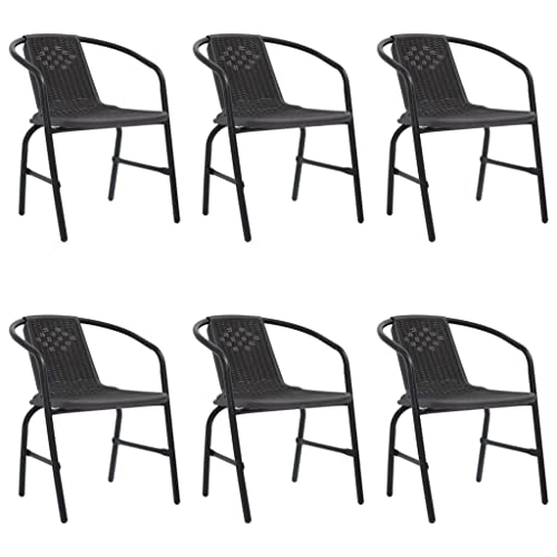 QZZCED Gartenmöbel Outdoor-Stühle Terrassenstühle Balkonstühle Gartenstühle 6 STK. Rattan-Optik Kunststoff und Stahl 110 kg für Terrasse, Garten, Balkon von QZZCED