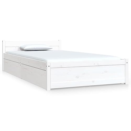 QZZCED Luxus-Betten Schlafzimmer-Betten Hotelbetten Tagesbett Bett mit Schubladen Weiß 90x200 cm für Schlafzimmer, Hotels, Wohnungen von QZZCED