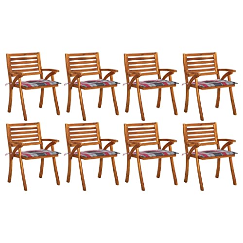 QZZCED Outdoor Stühle Campingstuhl Strandkörbe Terrassenstühle Gartenstühle mit Kissen 8 STK. Massivholz Akazie für Terrasse, Garten, Balkon von QZZCED