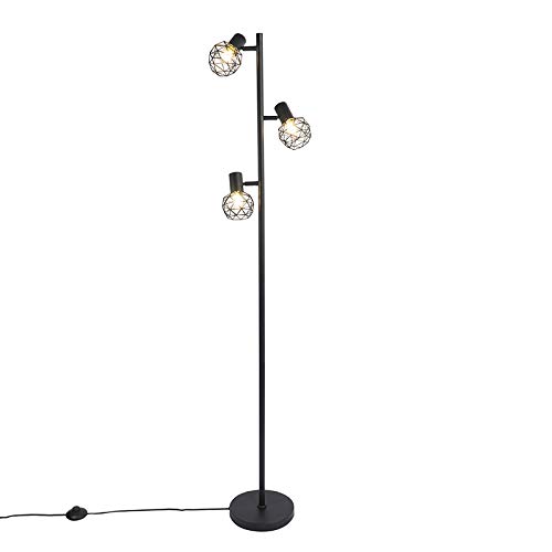 Qazqa - Modern Design Stehleuchte I Stehlampe I Standleuchte I Lampe I Leuchte schwarz 3-Licht verstellbar - Mesh I Wohnzimmer I Schlafzimmer - Stahl Länglich - LED geeignet E14 Qazqa - Modern Design Stehleuchte I Stehlampe I Standleuchte I Lampe I Leuchte schwarz 3-Licht verstellbar - Mesh I Wohnzimmer I Schlafzimmer - Stahl Länglich - LED geeignet E14 von Qazqa