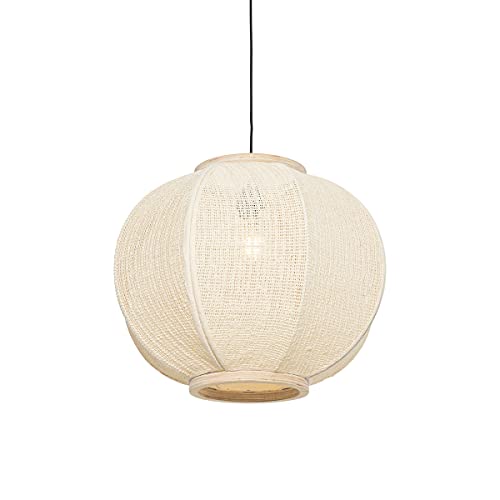 Qazqa - Orientalisch Orientalische Hängelampe I Pendellampe I Pendelleuchte natur 48 cm - Rob I Wohnzimmer I Schlafzimmer - Textil Rund - LED geeignet E27 von Qazqa