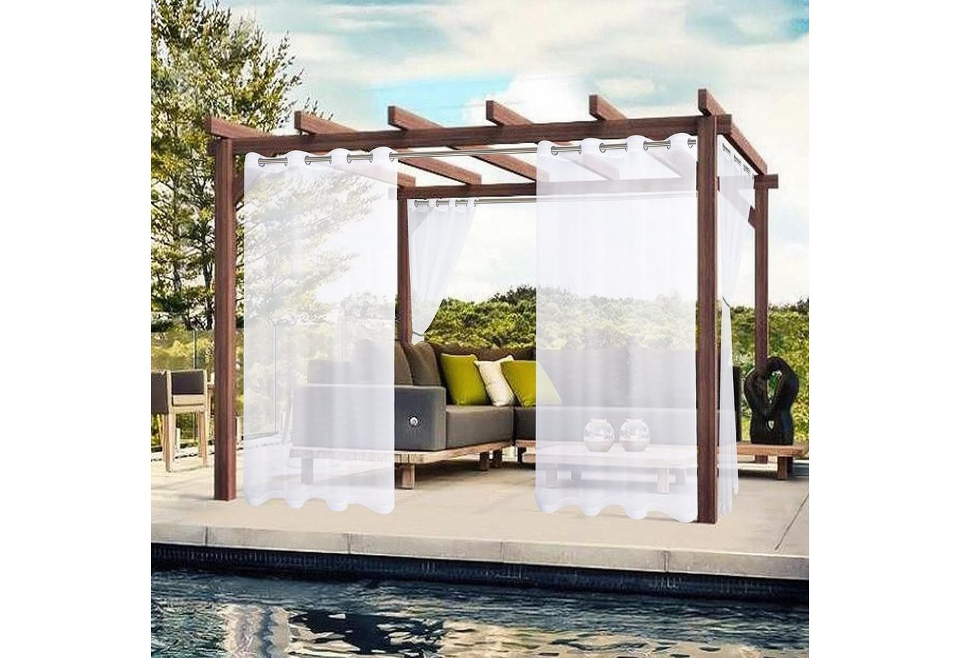 Gardine Outdoor Vorhang Wasserdicht,Transparent Pavillon Vorhänge mit ösen, Qelus, (2 St), Sichtschutz für Terrassentür Pavillon Gartenlaube von Qelus