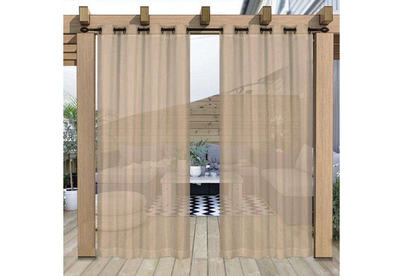 Gardine Outdoor Vorhang Wasserdicht,Transparent Pavillon Vorhänge mit ösen, Qelus, (2 St), Sichtschutz für Terrassentür Pavillon Gartenlaube von Qelus