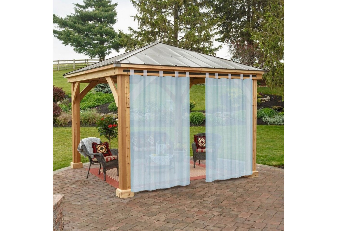 Outdoorgardine Outdoor Vorhang Wetterfest,Gardinen Balkon Sichtschutz Outdoorvorhänge, Qelus, (2 St), Detachable Tab Top,Transparent,B132xH213/B132xH244cm von Qelus