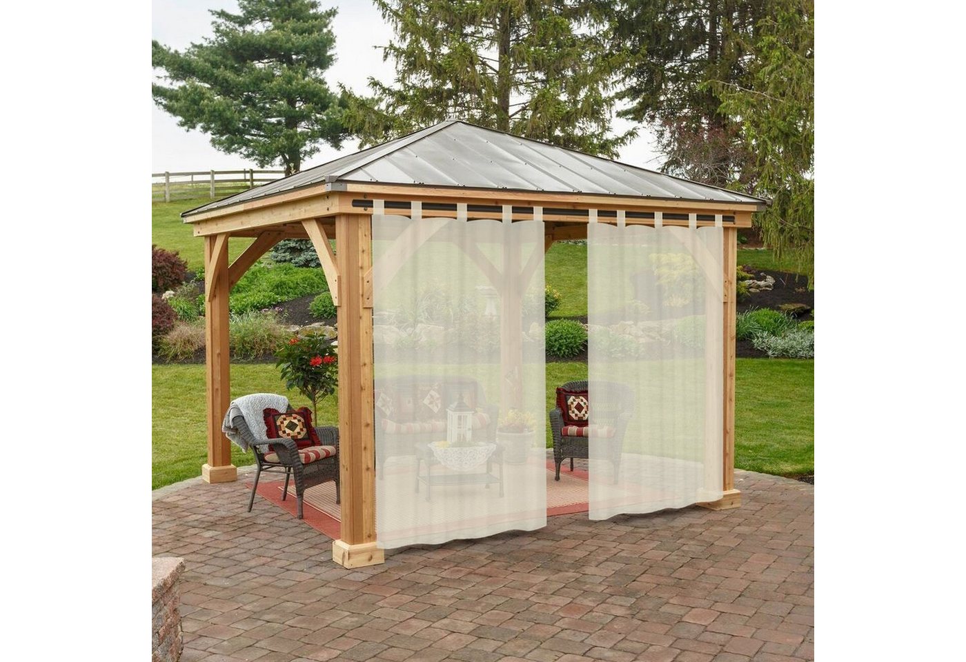 Outdoorgardine Outdoor Vorhang Wetterfest,Gardinen Balkon Sichtschutz Outdoorvorhänge, Qelus, (2 St), Detachable Tab Top,Transparent,B132xH213/B132xH244cm von Qelus