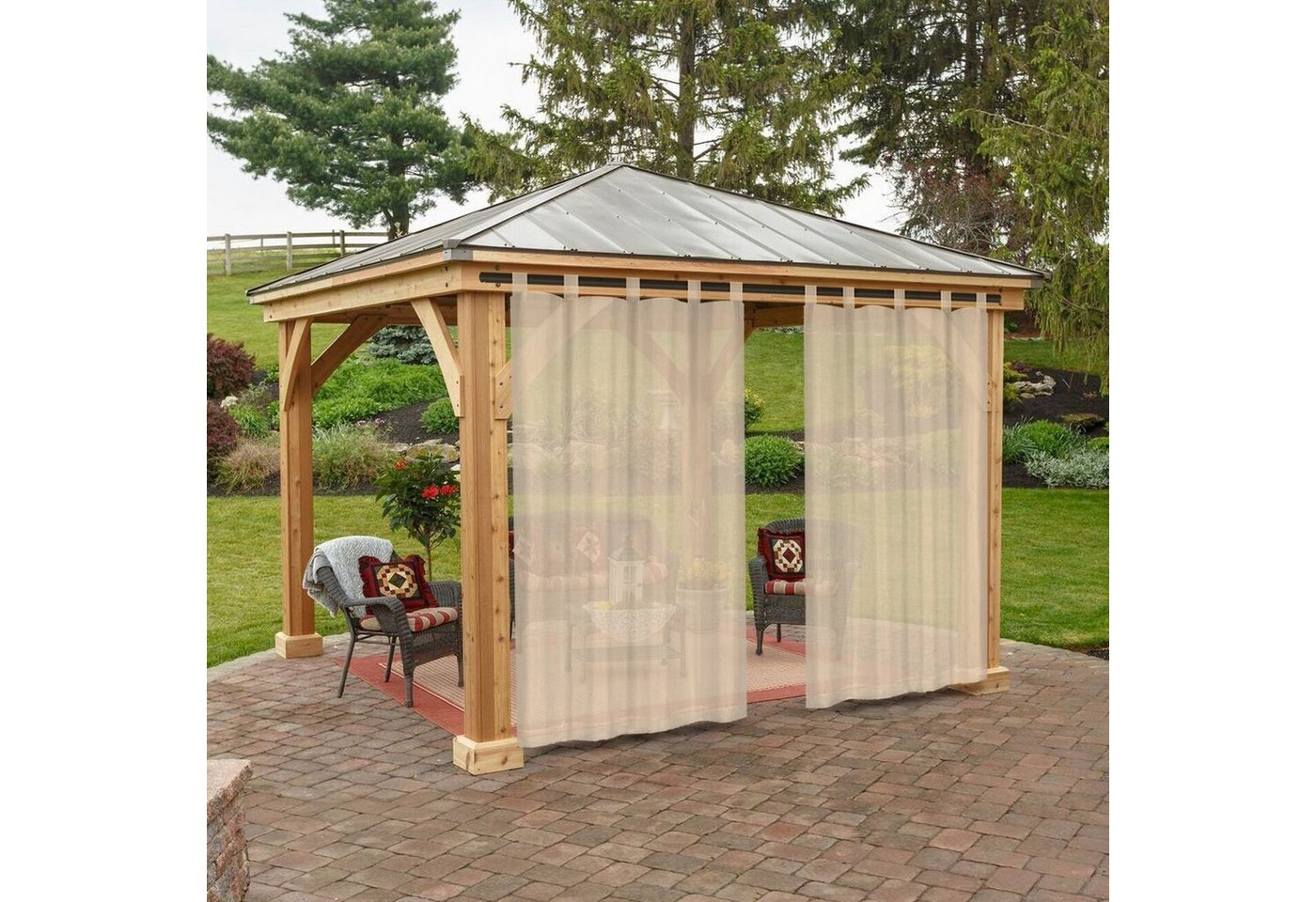 Outdoorgardine Outdoor Vorhang Wetterfest,Gardinen Balkon Sichtschutz Outdoorvorhänge, Qelus, (2 St), Detachable Tab Top,Transparent,B132xH213/B132xH244cm von Qelus