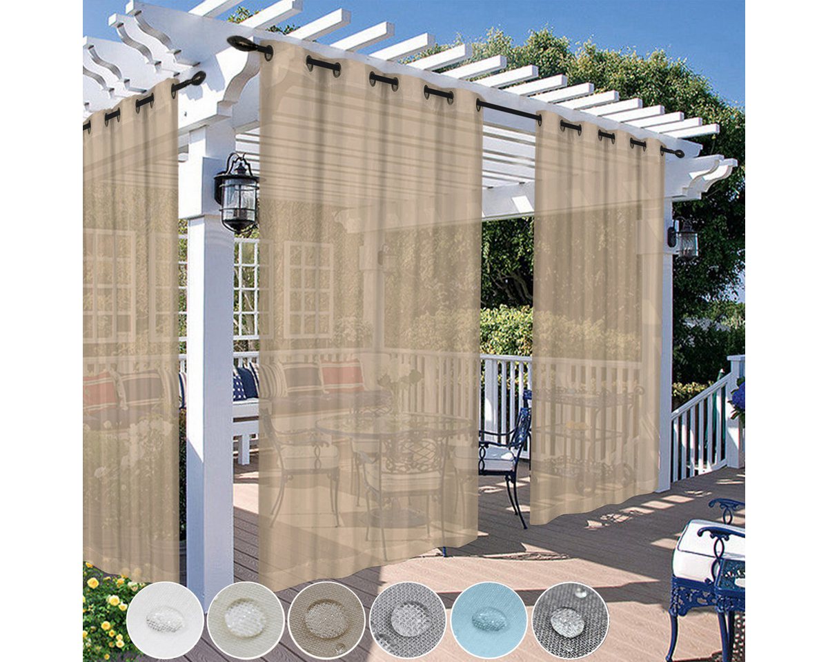 Outdoorgardine Wasserdicht Outdoor Vorhang,Balkon Sichtschutz mit Ösen,Sonnenschutz, Qelus, (2 St), für Balkon Terrasse Aussen 6 Farben von Qelus
