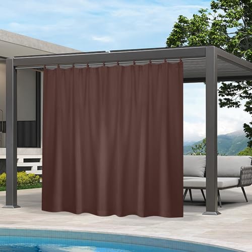 Qelus Vorhang Outdoor Wetterfest, Sonnenschutz mit Klettverschluss B254xH213cm, Außenvorhang Wasserdicht für Balkon Sichtschutz Pavillon Pergola Terrasse Garten (Schokoladenbraun) von Qelus