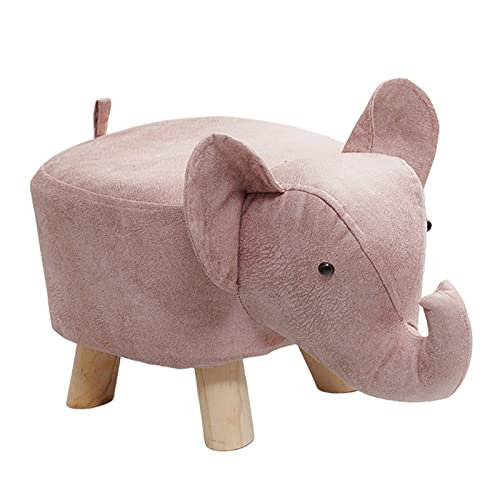 Qianly Ottoman Hocker, Tier-Fußhocker, niedliche tragbare Cartoon-Aufbewahrung, Kinderhocker aus Holz, Sofa-Teehocker für Dekoration, Außenbereich, ROSA von Qianly