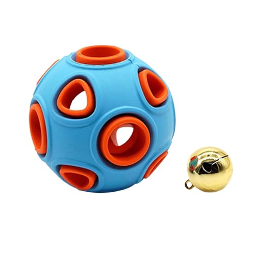 Qinlenyan Bell Sound Interaktives Hundespielzeug, beleuchtet mit Gummibällen, kauresistentes Spielzeug für kleine, mittelgroße Hunde, Zahnreinigung, Anemonenball, leuchtendes Nachtspiel, Blau A von Qinlenyan