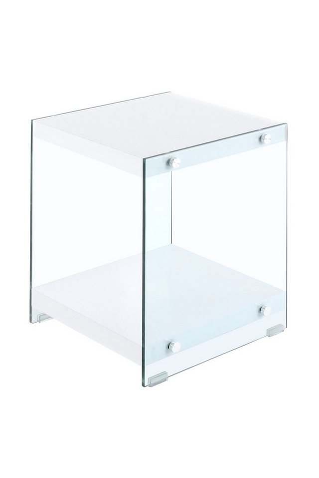 Qiyano Beistelltisch Beistelltisch Hiko Hochglanz Weiß - Glas - Modern - Zeitlos - Deko von Qiyano