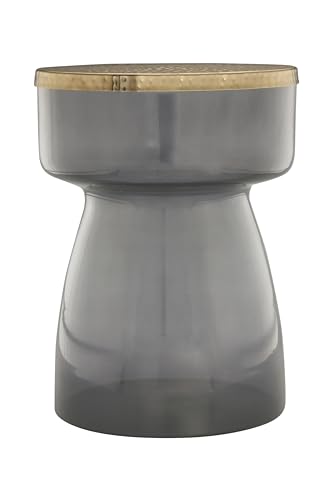 Qiyano Glamouröser Beistelltisch Tepura Grau - Mundgeblasenes Glas, Goldener Metallplatte - Vielseitig & Stilvoll., Wohnzimmer, Bar Lounge Sofa von Qiyano