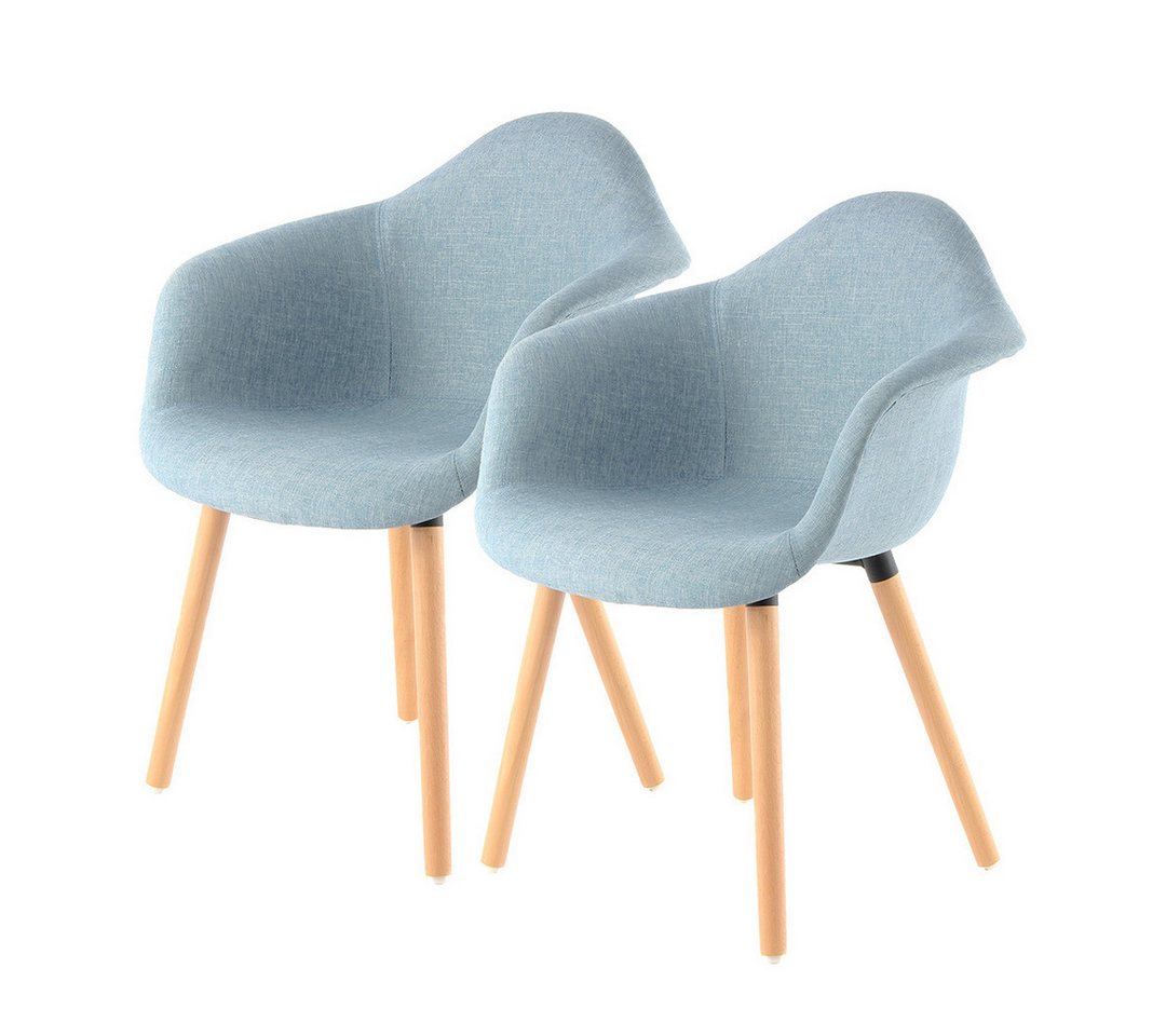 Qiyano Esszimmerstuhl Retro-Sessel 2er-Set Blau, Skandi-Design, Wohnzimmer, Weich (2 St) von Qiyano
