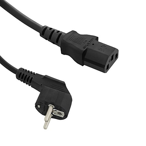 Qoltec 50549 Power Kabel – Power Kabel (CEE7/7 Schuko, C13-Koppler, männlich/weiblich, abgewinkelt, gerade, schwarz) von Qoltec