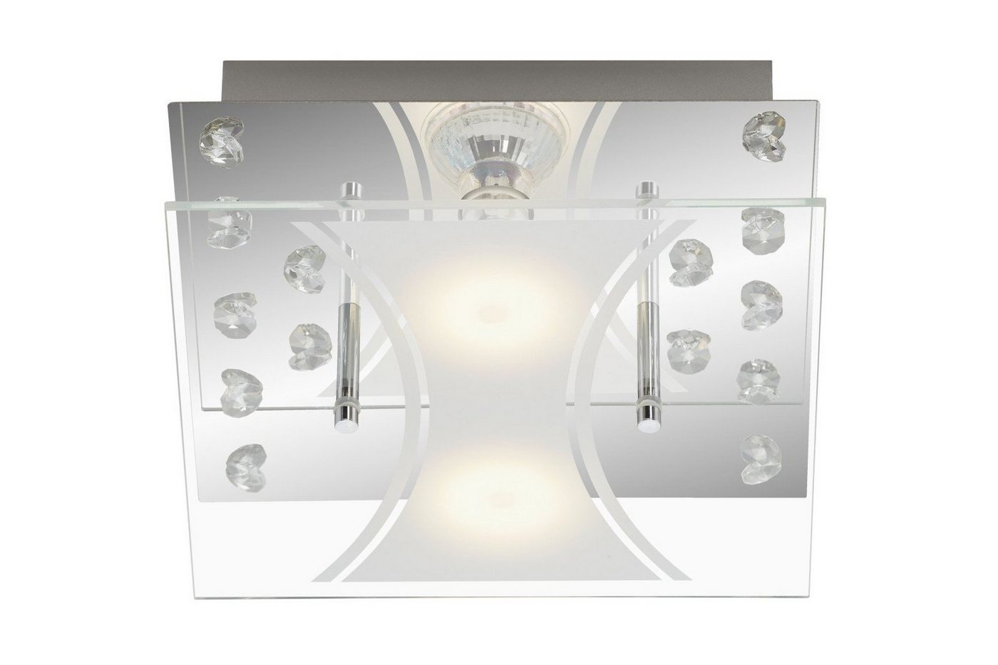 Briloner Leuchten Aufbauleuchte LED Deckenleuchte Chrom 2 Flg. Kristalle Dekorglas GU10 austauschbar von Briloner Leuchten