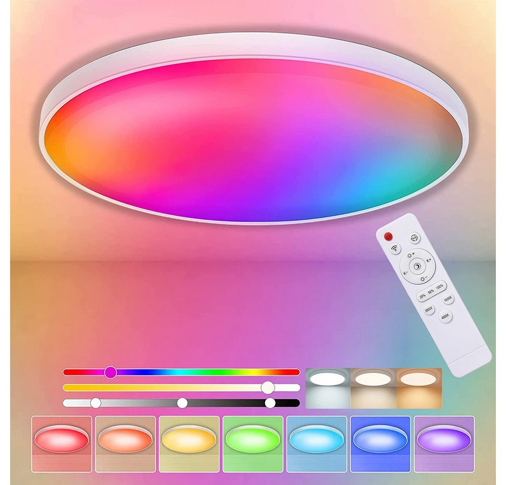 Qualra Deckenleuchte 3000-6000K RGB LED Deckenleuchte Memory Funktion Dimmbar Deckenlampe, mit Fernbedienung 24W für Schlafzimmer Kinderzimmer Küche Wohnzimmer Qualra Deckenleuchte 3000-6000K RGB LED Deckenleuchte Memory Funktion Dimmbar Deckenlampe, mit Fernbedienung 24W für Schlafzimmer Kinderzimmer Küche Wohnzimmer von Qualra