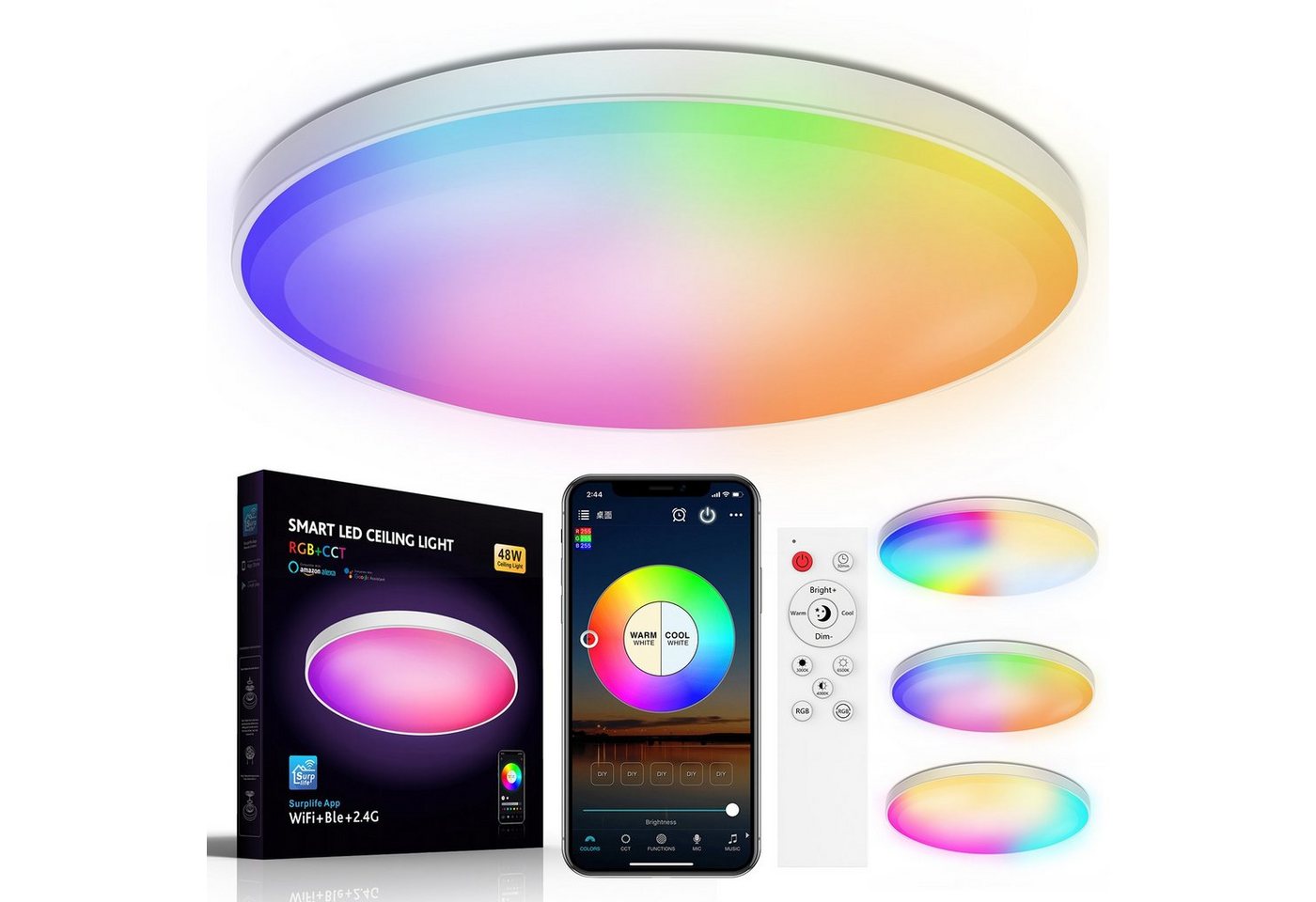 Qualra Tageslichtlampe LED Deckenleuchte Dimmbar Lampe 30W 16 Millionen Farben Deckenlampe, 30W, mit Alexa & Google Assistant für Wohnzimmer Schlafzimmer Qualra Tageslichtlampe LED Deckenleuchte Dimmbar Lampe 30W 16 Millionen Farben Deckenlampe, 30W, mit Alexa & Google Assistant für Wohnzimmer Schlafzimmer von Qualra