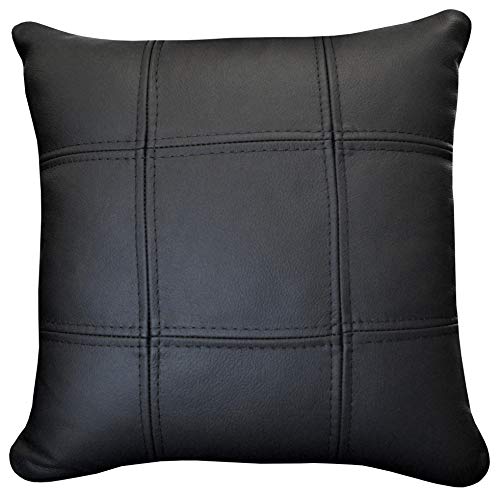 Quattro Meble Schwarz Echtleder Kissen Sofa & Stuhl Dekokissen Zierkissen Echtleder Rückenkissen Rindsleder Echt Leder Modell 18EL (40 x 40 cm) von Quattro Meble