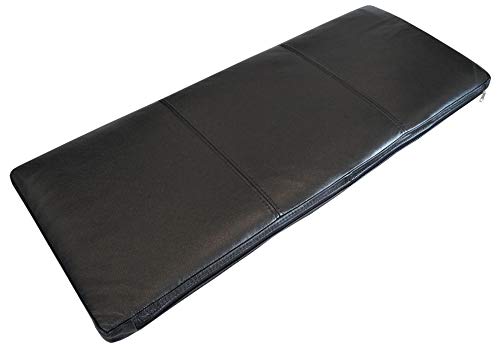 Quattro Meble Glanz Schwarz Echtleder Bankauflage Sitzkissen Lederkissen Sitzpolster Bank Auflage doppelt genähtes Echt Leder Kissen Sitzauflage (35 x 115 cm) von Quattro Meble