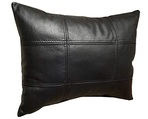 Quattro Meble Glanz Schwarz Echtleder Kissen Sofa & Stuhl Dekokissen Zierkissen Echtleder Rückenkissen Rindsleder Echt Leder Modell 18EL (50 x 90 cm) von Quattro Meble