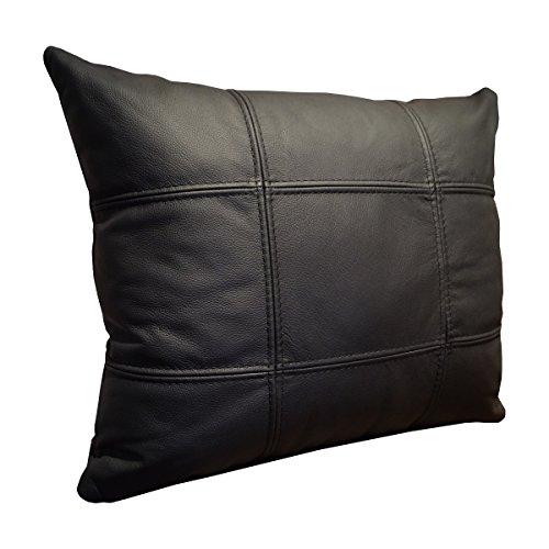 Quattro Meble Schwarz Echtleder Kissen Sofa & Stuhl Dekokissen Zierkissen Echtleder Rückenkissen Rindsleder Echt Leder Modell 18EL (35 x 35 cm) von Quattro Meble