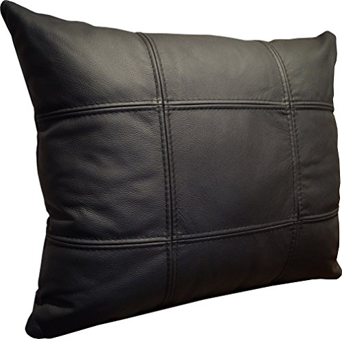 Quattro Meble Schwarz Echtleder Kissen Sofa & Stuhl Dekokissen Zierkissen Echtleder Rückenkissen Rindsleder Echt Leder Modell 18EL (40 x 40 cm) von Quattro Meble