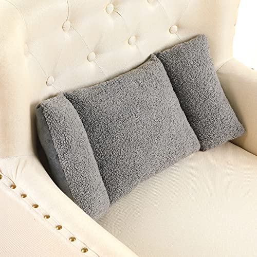 Queekay Fleece Lendenwirbelstützkissen 3 Abschnitte Rückenkissen Bürostuhl Kissen für Rückenstütze Bequeme Lendenwirbelstütze Kissen für Autositz Niedriger Rücken Schmerzlinderung Sofa Rest (Grau) von Queekay