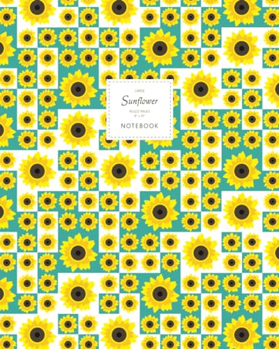 Sunflower Notebook - Ruled Pages - 8x10 Notizbuch - Large (Turquoise) von Quick Witted Coconut