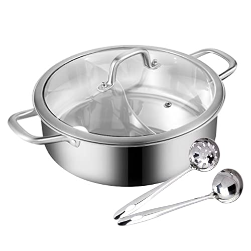 28cm/32cm Elektrische Hot Pot Hot Pot Wok Edelstahl Suppentopf Shabu Heißer Topf mit Glas Deckel Für Elektrisches Induktionskochfeld (32cm) von Quiltern