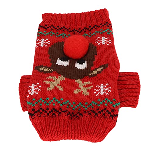 Qukaim Weihnachtspullover für Hunde, Größe XXL, rot, dicker Hunde-Schneepullover für kleine, mittelgroße Hunde, Weihnachten und Neujahr, Haustierpullover von Qukaim