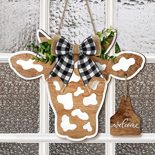 Kuhkopf Türkranz Schild Willkommen Haustür Aufhänger Bauernhaus Frühling Wade Veranda Dekor Kuh Geschenke Büffel Plaid Schleife künstliche Blätter Willkommen Home Dekorationen für Restaurant Wand, Kuhkopf Türkranz Schild Willkommen Haustür Aufhänger Bauernhaus Frühling Wade Veranda Dekor Kuh Geschenke Büffel Plaid Schleife künstliche Blätter Willkommen Home Dekorationen für Restaurant Wand, von Qunclay
