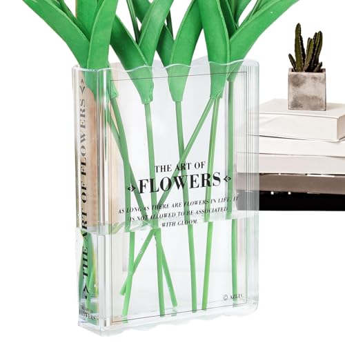 Klare Buch Blumenvase, Niedliche Bücherregal Transparente Vase Für Blumen Ästhetische Raumdekoration Für Zuhause Schlafzimmer Büro Akzentbuch von Quzente