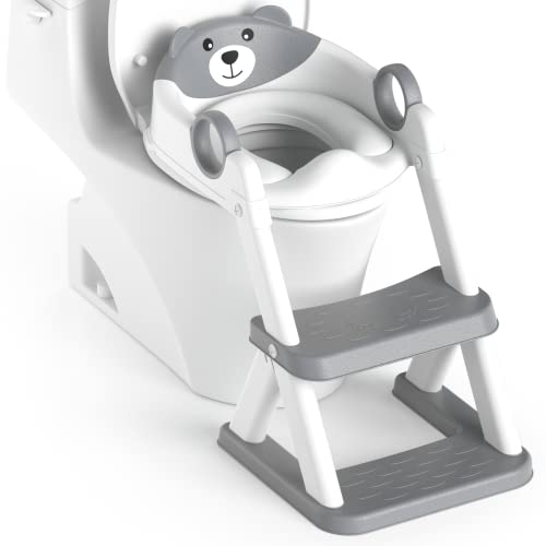 Rabb 1st Toilettenleiter für kinder, Upgraded Kindertoilette für Jungen und Mädchen, 2-in-1 kinder toilettensitz mit treppe, Spritz- und Rutschfestes Trittbrett. von RABB 1ST