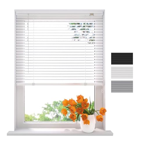 Radeco® Aluminium Jalousie 210 x 175 cm weiß 25mm lamellen, Größen von 40 bis 220 Breite, Fenster jalousien innen, lamellenrollo, Jalousie Aluminium, Jalousie 210 cm breit von Raamdecoratie.com