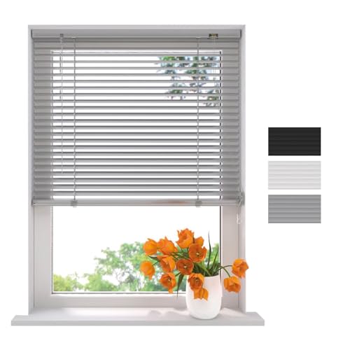 Radeco® Aluminium Jalousie 220 x 175 cm Silber 25mm lamellen, Größen von 40 bis 220 Breite, Fenster jalousien innen, lamellenrollo, Jalousie Aluminium, Jalousie 220 cm breit von Raamdecoratie.com