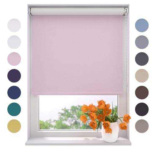 Radeco® Verdunkelungsrollo 120 x 190 cm rosa, Größen von 40 bis 240 Breite, ohne Bohren möglich, Rollo wandmontage, Rollo 120 cm breit, Fenster rollos für innen, rollos für Fenster von Raamdecoratie.com