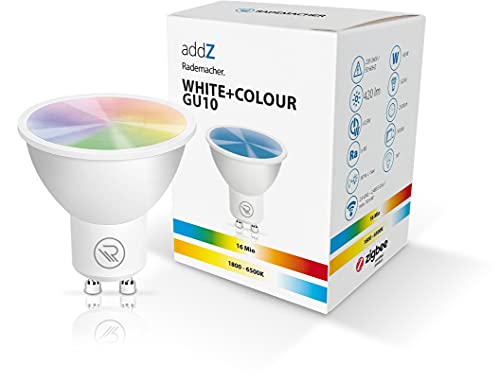 HOMEPILOT Rademacher addZ White + Colour GU10 LED, 4,8 W, kompatibel mit Amazon Alexa, RGBW 16 Mio. Farben, dimmbar z.B. via Smart Home, Typ: 8438 Nachfolgemodell verfügbar von HOMEPILOT