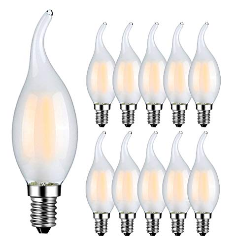 RANBOO E14 LED Kerzenform 4W ersetzt 40 Watt 400 Lumen Warmweiß 2700K C35 Leuchtmittel Filament Fadenlampe für Kronleuchter E14 Glühfaden Retrofit Classic Nicht Dimmbar Matt Glas 10er-Pack von RANBOO