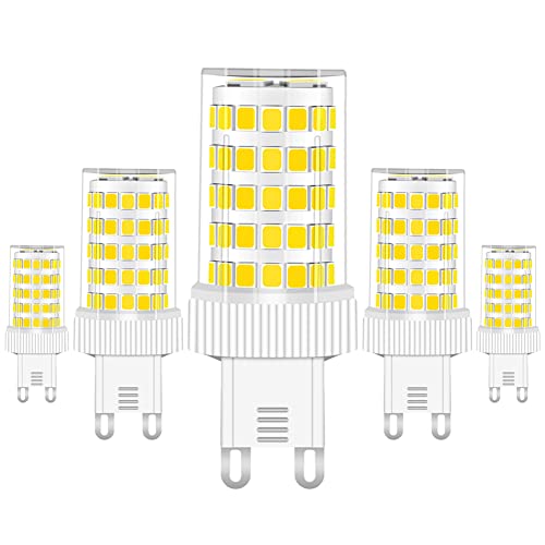 RANBOO G9 LED Lampe 10w Ersatz 80W Halogenlampen, 800LM, Kaltweiß 6000K, AC 220-240V, LED Birnen für Kronleuchter, Wandlampe, Kühlschrank und Dunstabzugshaube, Nicht Dimmbar, 5er Pack von RANBOO