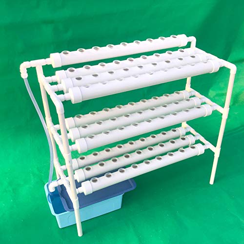 RANZIX Hydroponic Site Grow Kit, 3 Layer 90 ​​Standorte, 10 Rohre Erdlose Pflanzenanbau-Systeme, und Strömung Tiefe Wasserkulturgärten mit Pumpe für das Bildungs-Hydroponics-System (90 Löcher) von RANZIX