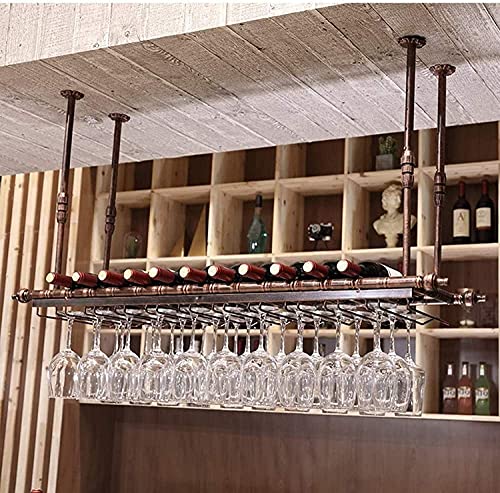 Hängendes Weinregal mit Glashalter und Regal, Rotweinregal im amerikanischen Stil, Weinglashalter, Loft-Rotweinglasrahmen, umgedrehter Weinbecherhalter, Weinregale (Farbe: B, Größe: 80 x 30 cm) (B 60 von RASOANOA