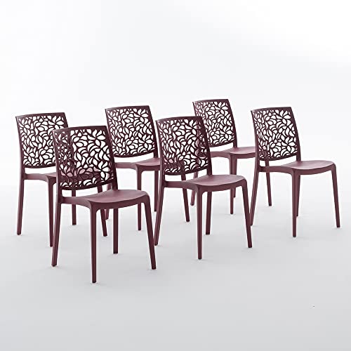 RATTATAN Anna - Stühle aus mit Glasfaser verstärktem Harz (6, Dunkelrot) von RATTATAN