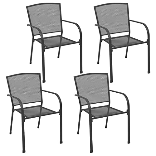 RAUGAJ Furniture Home Tools Outdoor-Stühle, 4 Stück, Netz-Design, anthrazit, Stahl von RAUGAJ