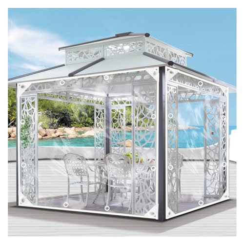 RAUMPA PVC-Abdeckplane Durchsichtige Transparente Plane mit Ösen, wasserdichte Zum Schutz Regen für Außenbereich, Terrassen, Pavillons Gartenmöbel. (Color : Clear, Size : 2x2m) von RAUMPA