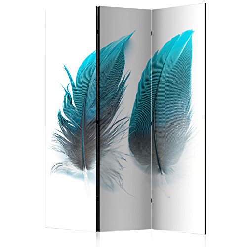 murando Raumteiler Feder Foto Paravent 135x172 cm einseitig auf Vlies-Leinwand Bedruckt Trennwand Spanische Wand Sichtschutz Raumtrenner Home Office blau weiß b-B-0205-z-b von RAUMTEILER / PARAVENT B&D XXL