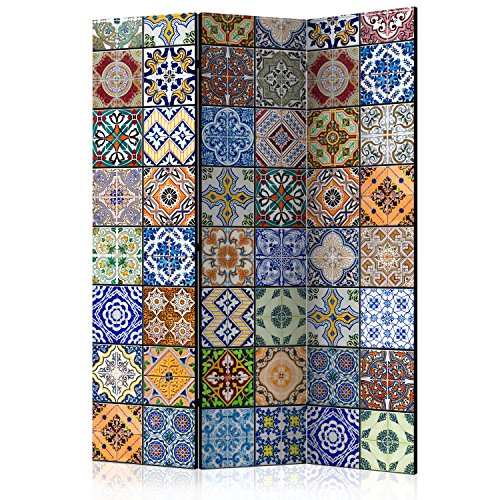 murando Raumteiler Mandala Ornament Oriental Foto Paravent 135x172 cm einseitig auf Vlies-Leinwand Bedruckt Trennwand Spanische Wand Sichtschutz Raumtrenner bunt blau gelb f-B-0009-z-b von RAUMTEILER / PARAVENT B&D XXL