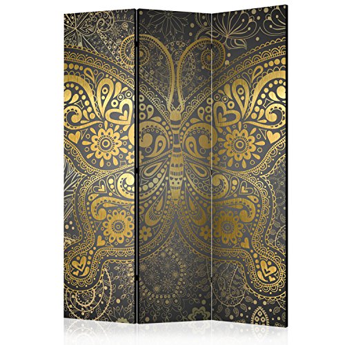 murando Raumteiler Mandala Ornament Oriental Foto Paravent 135x172 cm einseitig auf Vlies-Leinwand Bedruckt Trennwand Spanische Wand Sichtschutz Raumtrenner grau gelb braun p-A-0004-z-b von RAUMTEILER / PARAVENT B&D XXL