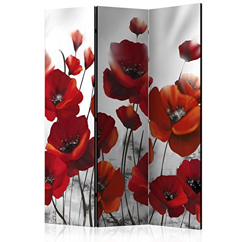 murando Raumteiler Mohn Blumen Natur Foto Paravent 135x172 cm einseitig auf Vlies-Leinwand bedruckt Trennwand Spanische Wand Sichtschutz Raumtrenner grau rot b-A-0334-z-b von RAUMTEILER / PARAVENT B&D XXL