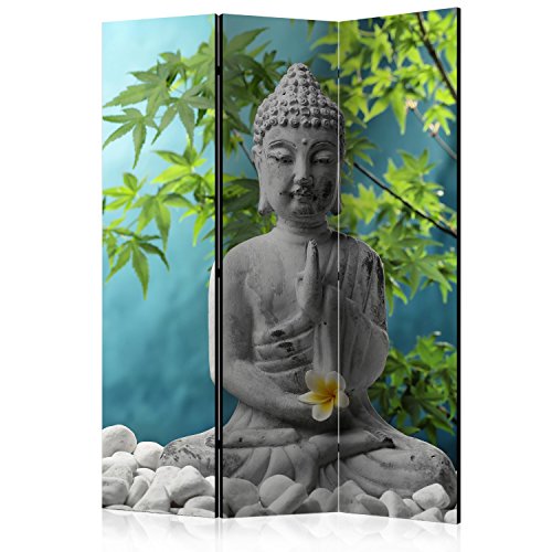 murando Raumteiler Spa Zen Buddha Foto Paravent 135x172 cm einseitig auf Vlies-Leinwand Bedruckt Trennwand Spanische Wand Sichtschutz Raumtrenner Home Office grau blau grün von RAUMTEILER / PARAVENT B&D XXL